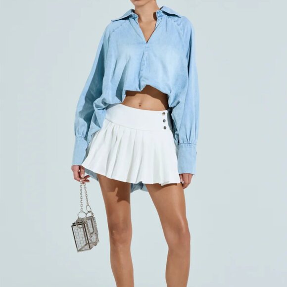 Akira Amelia Denim Hi Low Blouse - Picture 2 of 5